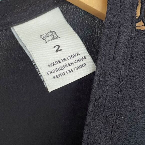 Scotch and Soda Maison Scotch Black Blouse Eyelet Trim Size 2 - Picture 4 of 6